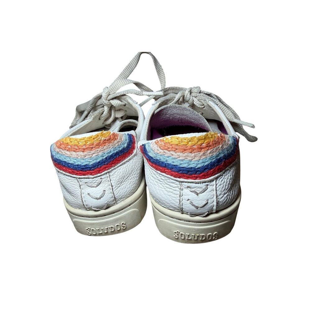 SOLUDOS Women's Sneakers 8 Leather Rainbow Embroidered Casual - Picture 4 of 8
